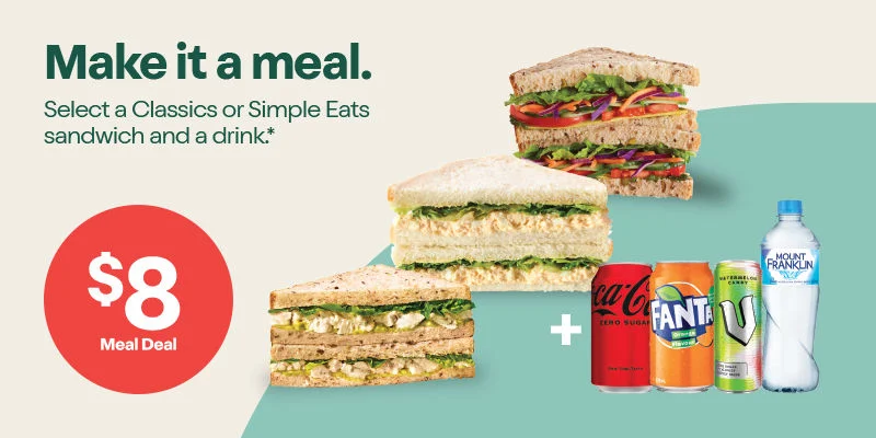 Make it a meal. Select a Classics or Simple Eats sandwich and a drink.*