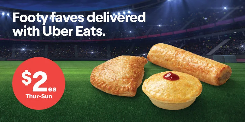 Footy faves delivered with Uber Eats. $2ea Thu-Sun.
