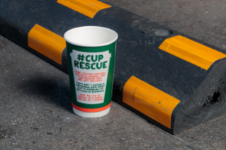 7-Eleven Cup Rescue cup with an upcycled car stop.