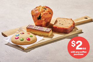 Grab a coffee - add a bite - $2ea with any coffee purchase