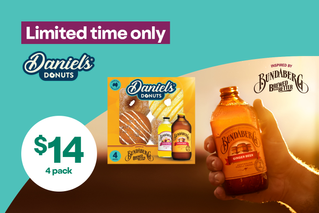 Limited time only. Daniel's Donuts. Inspired by Bundaberg. Brewed to be better - $14 4 pack