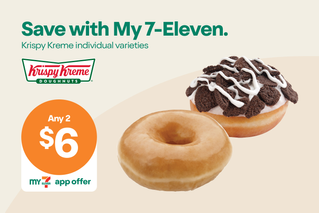 Save with My 7-Eleven. Krispy Kreme individual varieties. 2 for $6