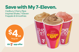 Save with My 7-Eleven. Cadbury Cherry Ripe Inspired Shake, 7-Eleven Frappes & Smoothies. $4ea Regular with My 7-Eleven.