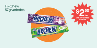 Japanese Range - HI-CHEW 57g varieties. $2.50ea with any Slurpee purchase.