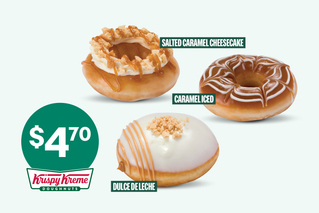 Only at 7-Eleven - Sweet treats - Krispy Kreme - Salted Caramel Cheesecake - Caramel Iced - Dulce De Leche - $4.70ea