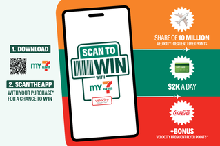 SCAN TO WIN WITH MY 7-ELEVEN - SHARE OF 10 MILLION VELOCITY FREQUENT FLYER POINTS - $2K A DAY - COCA-COLA +BONUS VELOCITY FREQUENT FLYER POINTS*