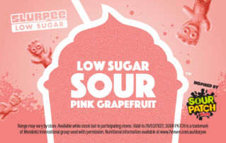 7-Eleven Slurpee Low Sugar Sour Pink Grapefruit Flavour